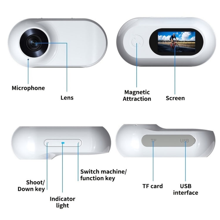 Magnetic Thumb Camera Portable HD Camera For Outdoor Cycling, Standard, Standard+Pet Silicone Collar Magnetic Thumb Camera Portable HD Camera For Outdoor Cycling, Standard, Standard+Pet Silicone Collar